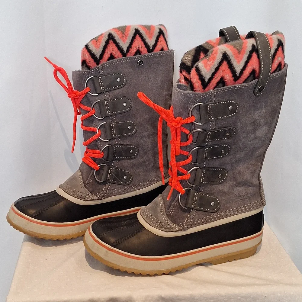 Sorel Joan of Arctic Knit II Neon Waterproof Insulated Tall Boots Size 8